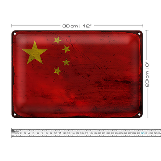 Blechschild Flagge China 30x20cm Flag of China Rost