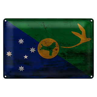 Blechschild Flagge Weihnachtsinsel 30x20cm Flag Rost