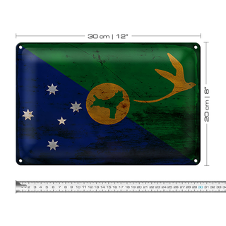 Blechschild Flagge Weihnachtsinsel 30x20cm Flag Rost