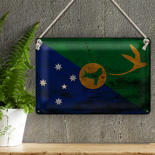 Blechschild Flagge Weihnachtsinsel 30x20cm Flag Rost