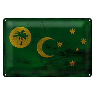 Blechschild Flagge Kokosinseln 30x20cm Cocos Islands Rost