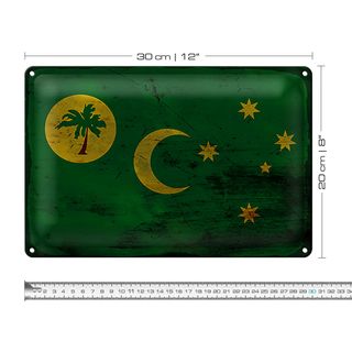 Blechschild Flagge Kokosinseln 30x20cm Cocos Islands Rost