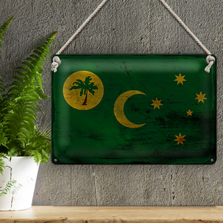 Blechschild Flagge Kokosinseln 30x20cm Cocos Islands Rost