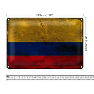 Blechschild Flagge Kolumbien 30x20cm Flag Colombia Rost