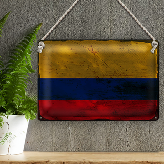 Blechschild Flagge Kolumbien 30x20cm Flag Colombia Rost