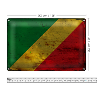 Blechschild Flagge Kongo 30x20cm Flag of the Congo Rost