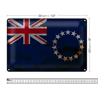 Blechschild Flagge Cookinseln 30x20cm Cook Islands Rost