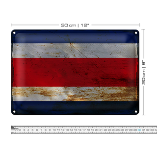 Blechschild Flagge Costa Rica 30x20cm Costa Rica Rost