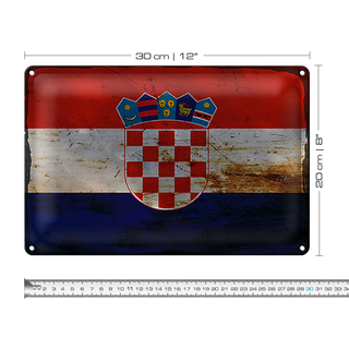 Blechschild Flagge Kroatien 30x20cm Flag of Croatia Rost