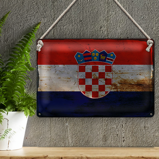 Blechschild Flagge Kroatien 30x20cm Flag of Croatia Rost