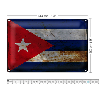 Blechschild Flagge Kuba 30x20cm Flag of Cuba Rost
