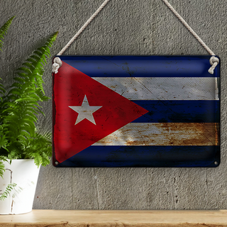 Blechschild Flagge Kuba 30x20cm Flag of Cuba Rost