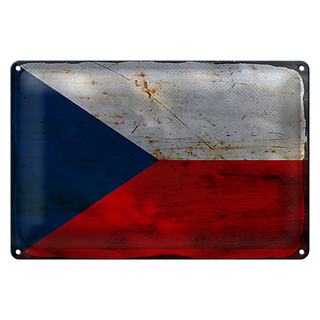 Blechschild Flagge Tschechien 30x20cm Czech Republic Rost