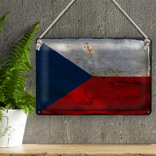 Blechschild Flagge Tschechien 30x20cm Czech Republic Rost