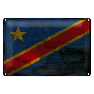 Blechschild Flagge DR Kongo 30x20cm democratic Congo Rost