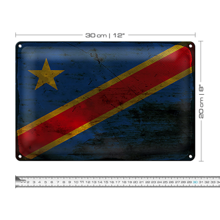 Blechschild Flagge DR Kongo 30x20cm democratic Congo Rost