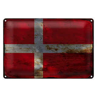 Blechschild Flagge Dänemark 30x20cm Flag of Denmark Rost