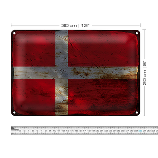 Blechschild Flagge Dänemark 30x20cm Flag of Denmark Rost