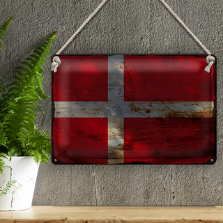 Blechschild Flagge Dänemark 30x20cm Flag of Denmark Rost