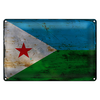Blechschild Flagge Dschibuti 30x20cm Flag Djibouti Rost