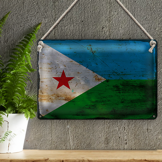 Blechschild Flagge Dschibuti 30x20cm Flag Djibouti Rost