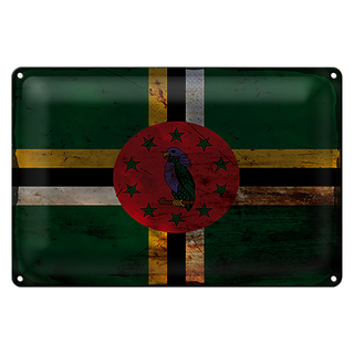 Blechschild Flagge Dominica 30x20cm Flag of Dominica Rost