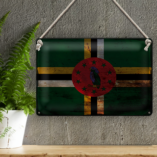Blechschild Flagge Dominica 30x20cm Flag of Dominica Rost