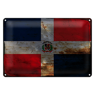 Blechschild Flagge Dominikanische Republik 30x20cm Rost