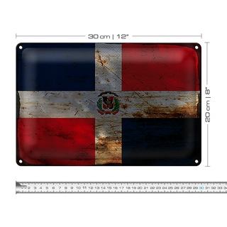 Blechschild Flagge Dominikanische Republik 30x20cm Rost