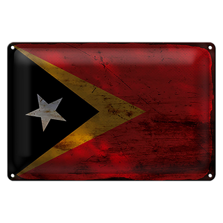 Blechschild Flagge Osttimor 30x20cm Flag East Timor Rost
