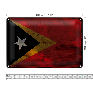 Blechschild Flagge Osttimor 30x20cm Flag East Timor Rost