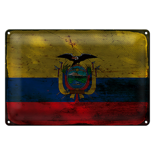 Blechschild Flagge Ecuador 30x20cm Flag of Ecuador Rost