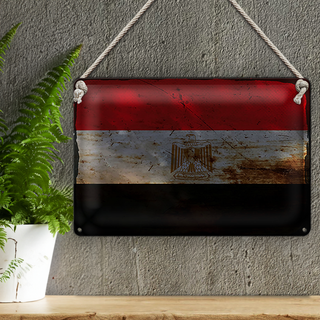 Blechschild Flagge Ägypten 30x20cm Flag of Egypt Rost