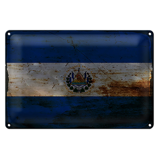 Blechschild Flagge El Salvador 30x20cm El Salvador Rost