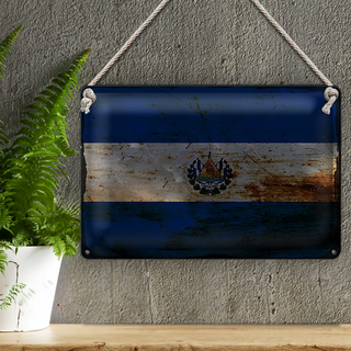 Blechschild Flagge El Salvador 30x20cm El Salvador Rost