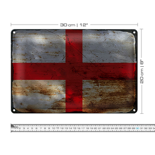 Blechschild Flagge England 30x20cm Flag of England Rost