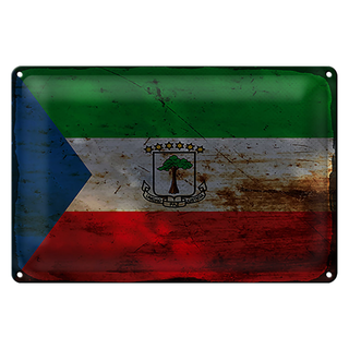 Blechschild Flagge Äquatorialguinea 30x20cm Flag Rost