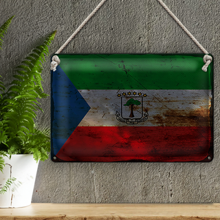 Blechschild Flagge Äquatorialguinea 30x20cm Flag Rost