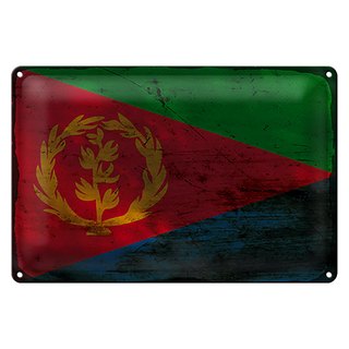 Blechschild Flagge Eritrea 30x20cm Flag of Eritrea Rost