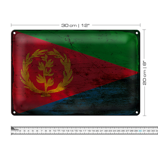 Blechschild Flagge Eritrea 30x20cm Flag of Eritrea Rost
