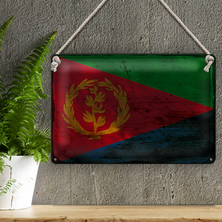 Blechschild Flagge Eritrea 30x20cm Flag of Eritrea Rost