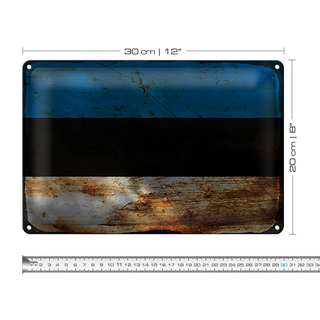 Blechschild Flagge Estland 30x20cm Flag of Estonia Rost