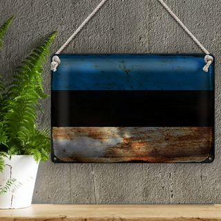 Blechschild Flagge Estland 30x20cm Flag of Estonia Rost