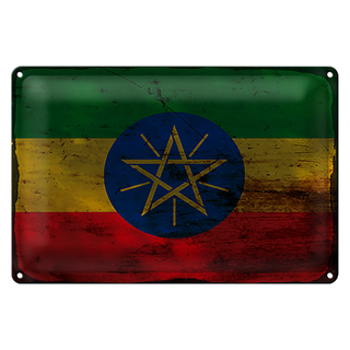 Blechschild Flagge Äthiopien 30x20cm Flag Ethiopia Rost
