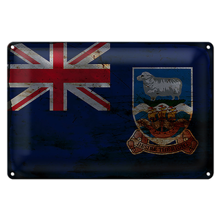 Blechschild Flagge Falklandinseln 30x20cm Flag Rost