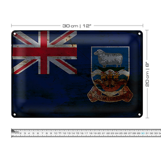 Blechschild Flagge Falklandinseln 30x20cm Flag Rost