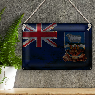 Blechschild Flagge Falklandinseln 30x20cm Flag Rost