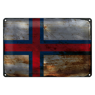 Blechschild Flagge Färöer 30x20cm Flag Faroe Islands Rost