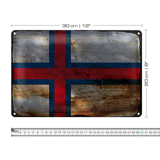 Blechschild Flagge Färöer 30x20cm Flag Faroe Islands Rost