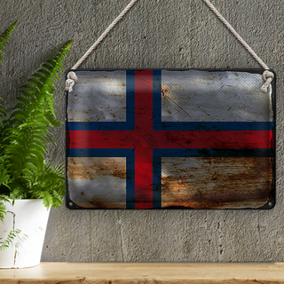 Blechschild Flagge Färöer 30x20cm Flag Faroe Islands Rost